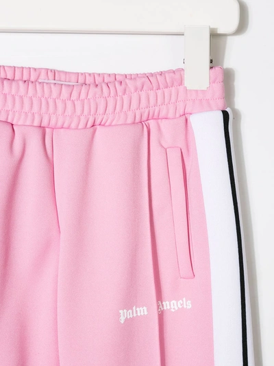 Palm Angels Pink Technical Fabric Trousers With Logo Print In Pink
