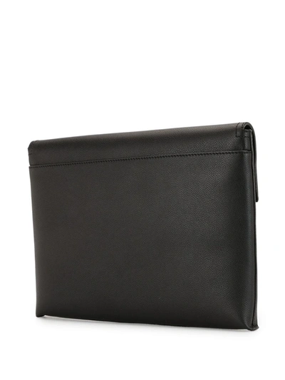 Shop Bally Logo Plaque Leather Clutch Bag In Black