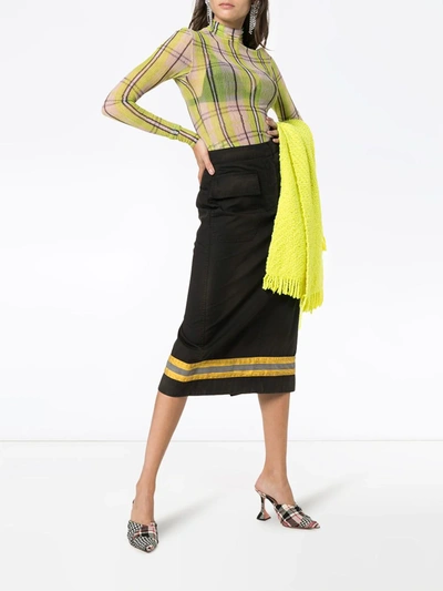Shop Calvin Klein 205w39nyc High-waist Reflective Stripe Midi Skirt In Black