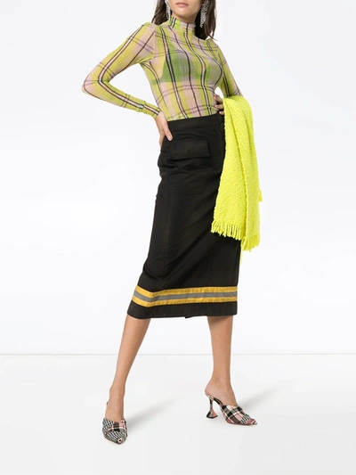 Calvin Klein 205w39nyc High-waist Reflective Stripe Midi Skirt In Black