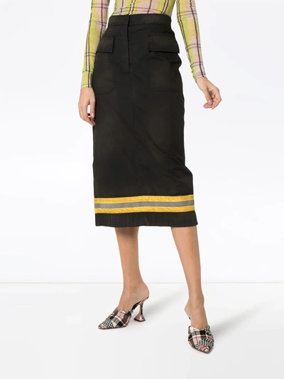 Shop Calvin Klein 205w39nyc High-waist Reflective Stripe Midi Skirt In Black