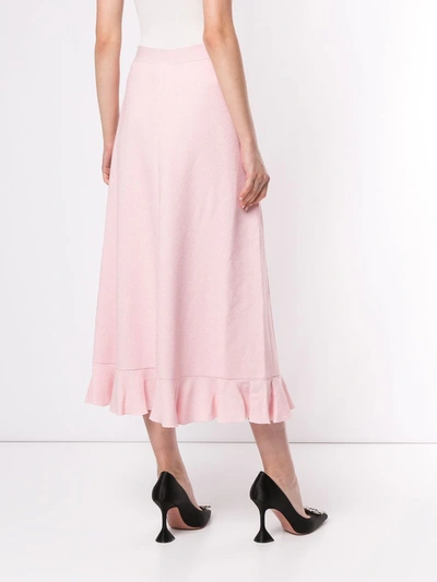 Shop Giambattista Valli Ruffle Trim Midi Skirt In Pink
