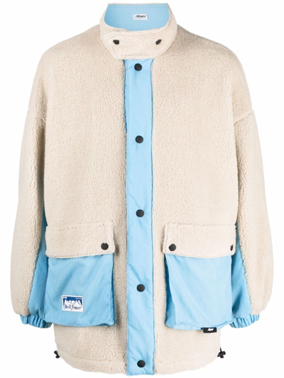 Shop Msgm Reversible Faux-shearling Jacket In Blue