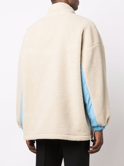 Msgm Reversible Sherpa Jacket In Blue