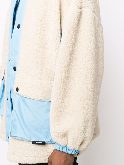 Shop Msgm Reversible Faux-shearling Jacket In Blue