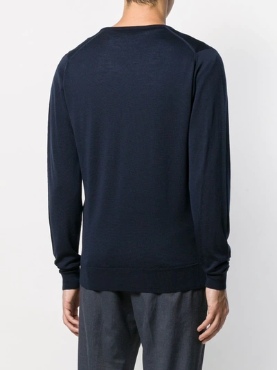 John Smedley Blenheim V-neck Wool Jumper In Blue