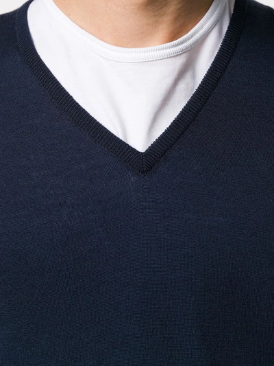 John Smedley Blenheim V-neck Wool Jumper In Blue