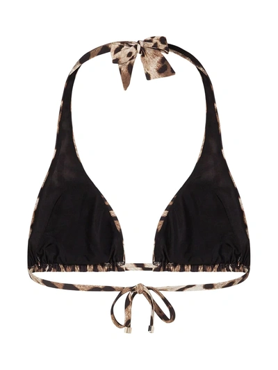 Shop Dolce & Gabbana Leopard-print Triangle Bikini Top In Neutrals