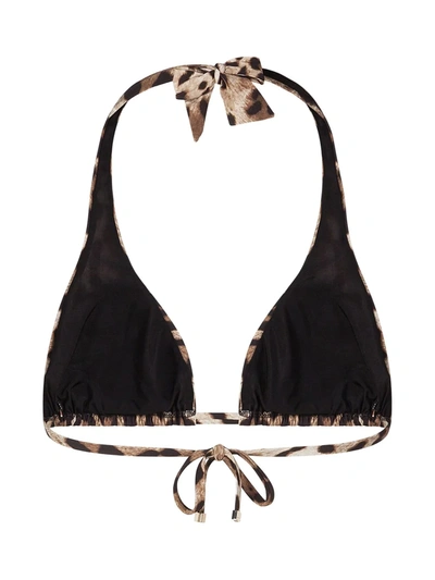 Dolce & Gabbana Leopard-print Halterneck Bikini Top In Neutrals