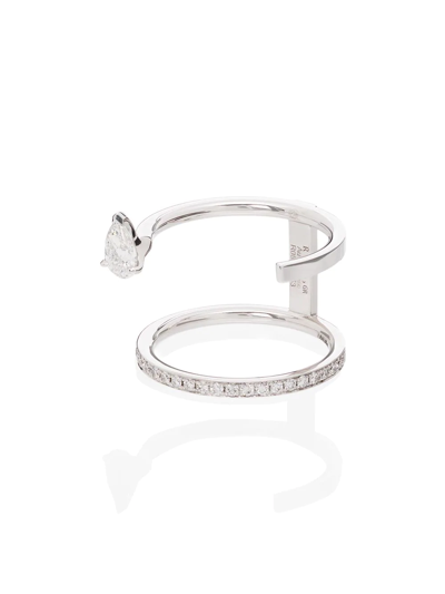 Shop Repossi Serti Sur Vide 18kt White Gold Diamond Ring In Silver