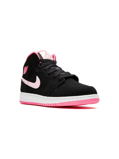 Shop Jordan Air  1 Mid "black Digital Pink" Sneakers