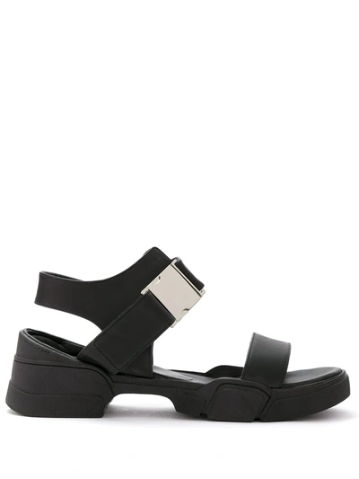 Shop Uma Raquel Davidowicz Leather Veneto Sandals In Black