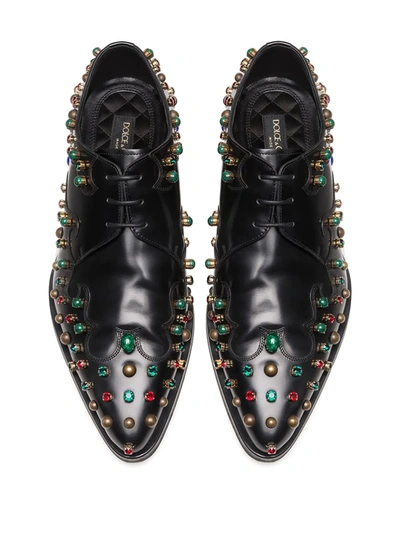 Shop Dolce & Gabbana Crystal-embellished Derby Shoes In Black