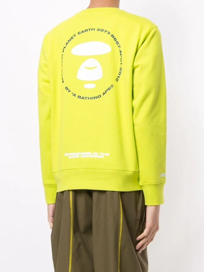 Shop Aape By A Bathing Ape Logo Print Crewneck Sweatshirt In Green