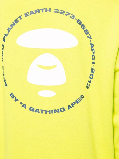 Shop Aape By A Bathing Ape Logo Print Crewneck Sweatshirt In Green