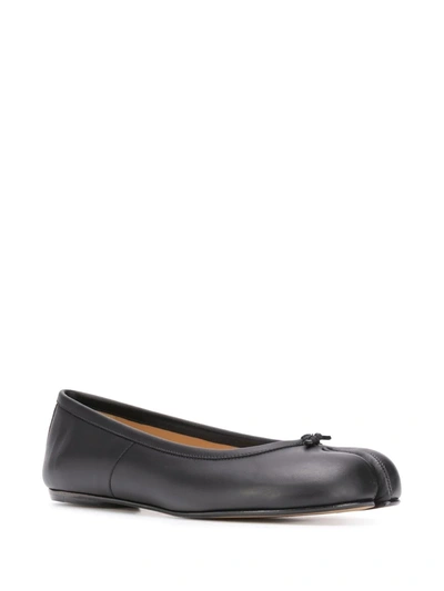 Maison Margiela Black Leather Tabi Ballerinas With Iconic Tabi Split-toe In Black