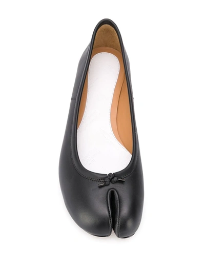 Shop Maison Margiela Tabi Leather Ballerina Shoes In Black