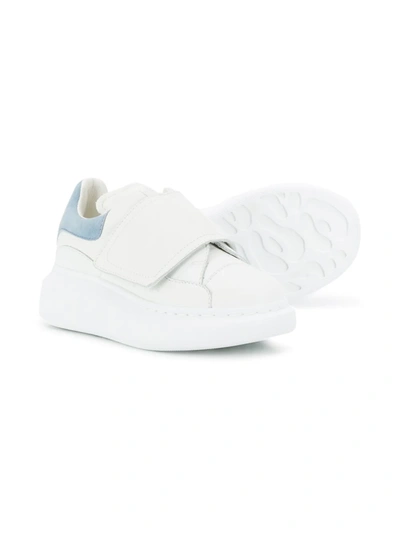 Shop Alexander Mcqueen Touch-strap Extended Sole Sneakers In White