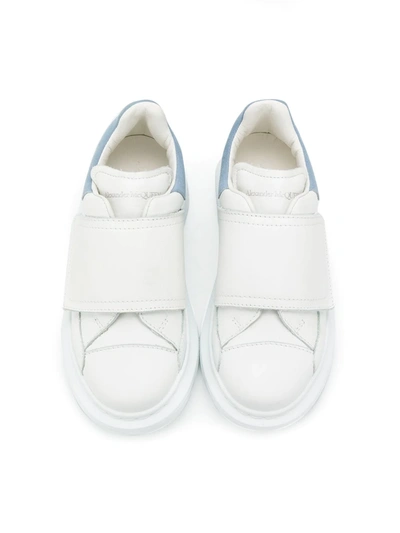 Shop Alexander Mcqueen Touch-strap Extended Sole Sneakers In White