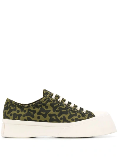 Shop Marni Graphic Print Sneakers In Green