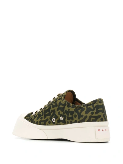 Shop Marni Graphic Print Sneakers In Green