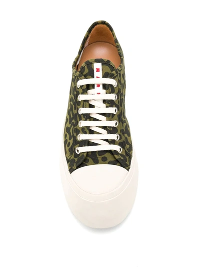 Shop Marni Graphic Print Sneakers In Green