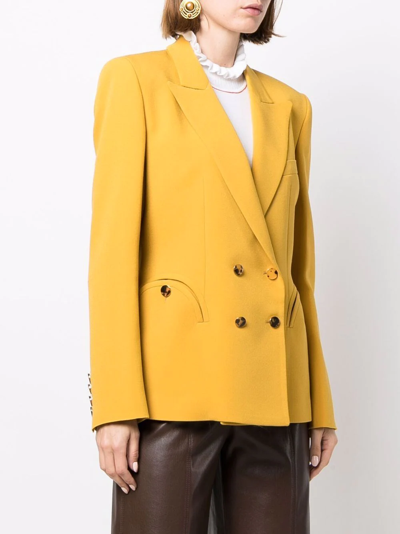 Shop Blazé Milano Belle Charmer Double-breasted Blazer In Yellow