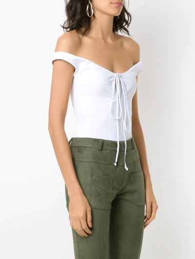 Amir Slama Lace Up Bodysuit In White