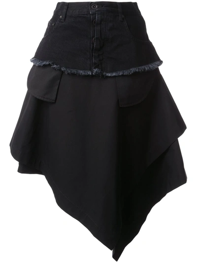 Ben Taverniti Unravel Project Asymmetric Loose Skirt In Black