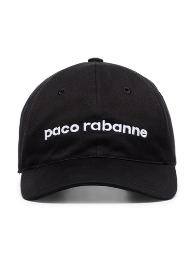 Shop Rabanne Logo Baseball Cap In Black