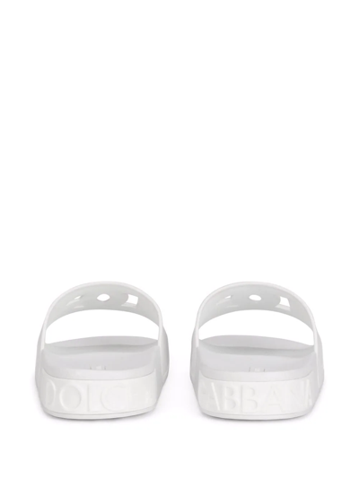 Shop Dolce & Gabbana Logo Cut-out Slides In Weiss