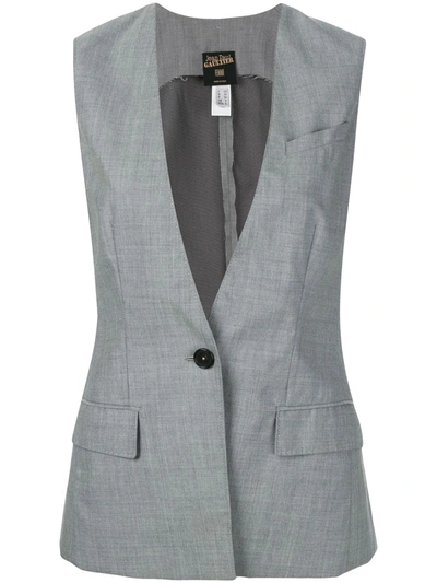 Pre-owned Jean Paul Gaultier Vintage Deep Neck Waistcoat In Grey