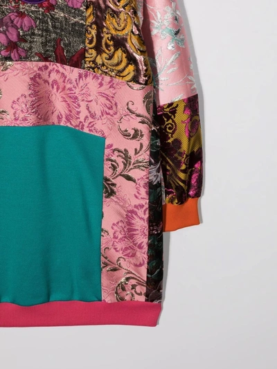 Shop Dolce & Gabbana Mix-print Hooded Dress In Pink