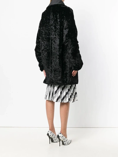 Pre-owned Fendi 1980s Fur Effect Boxy Coat In Black