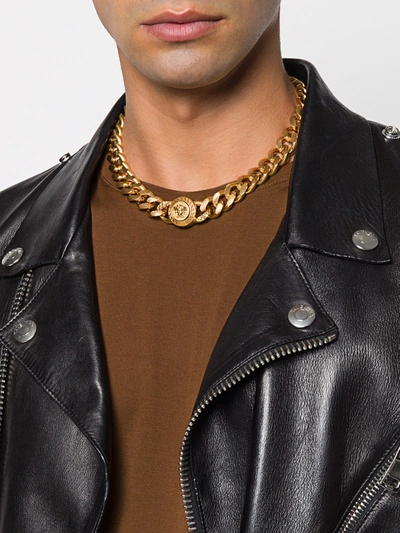 Shop Versace Medusa Chain Necklace In Metallic