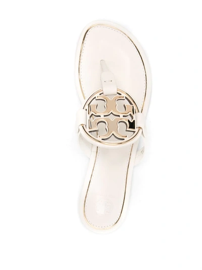 Shop Tory Burch Miller Metal-logo Sandals In White