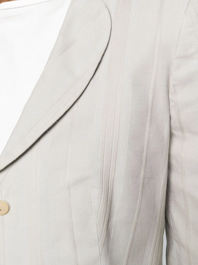 Pre-owned Ferragamo 1990's Striped Blazer In Grey