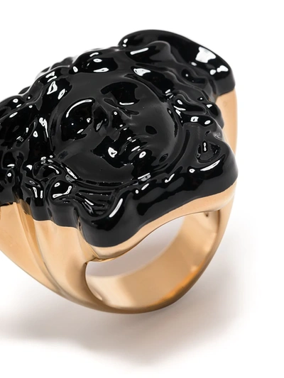 Shop Versace Medusa Head Ring In Black