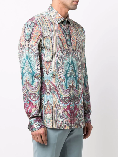 Shop Etro Paisley-print Cotton Shirt In Grün