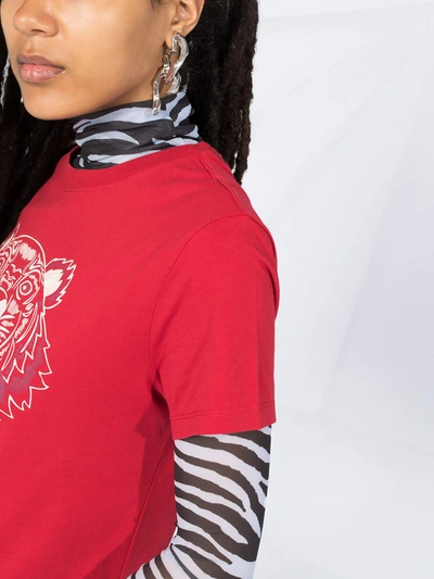 Shop Kenzo Tiger Motif T-shirt In Red