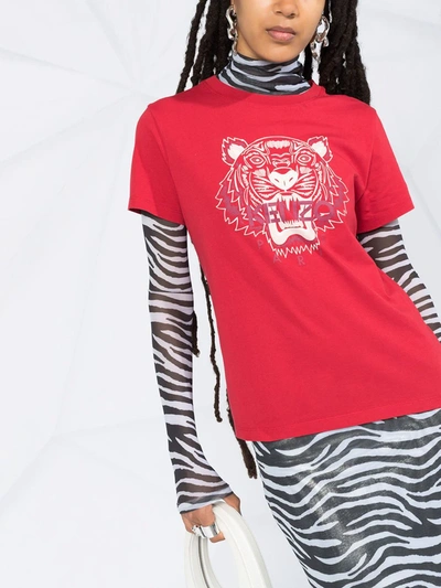 Shop Kenzo Tiger Motif T-shirt In Red