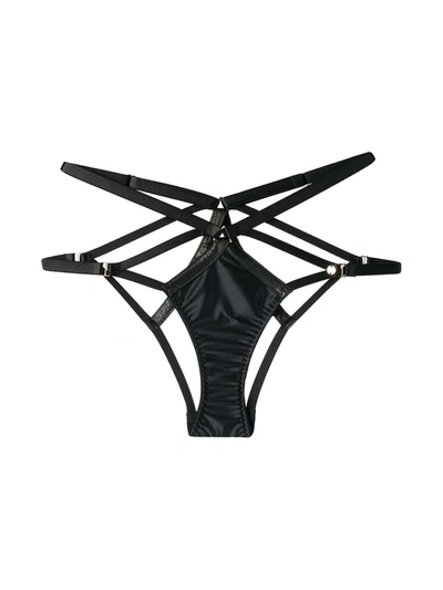 Something Wicked Jade Satin Open Briefs In Black