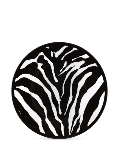 Dolce & Gabbana Zebra-print Porcelain Dessert Plates (set Of 2) In White