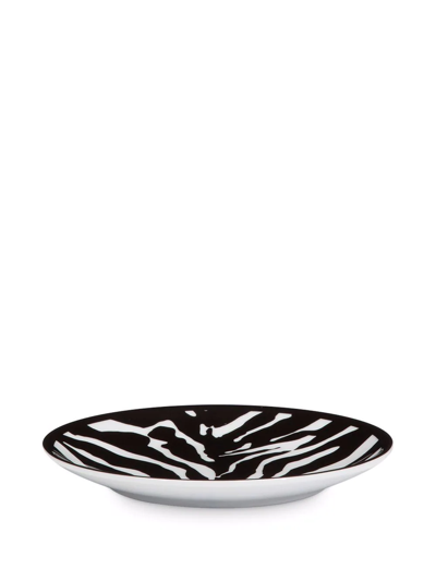 Shop Dolce & Gabbana Zebra-print Porcelain Dessert Plates (set Of 2) In White