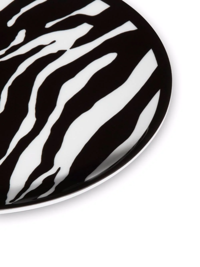 Shop Dolce & Gabbana Zebra-print Porcelain Dessert Plates (set Of 2) In White