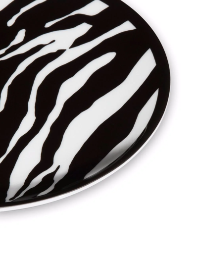 Dolce & Gabbana Zebra-print Porcelain Dessert Plates (set Of 2) In White
