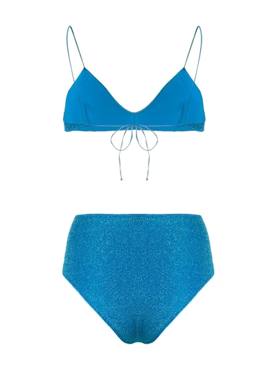 Shop Oseree Oséree X Gente Roma High-waisted Bikini In Blue