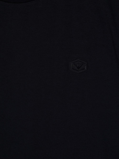 Emporio Armani Chest Logo-patch T-shirt In Blue