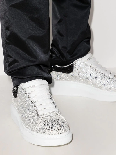 Shop Alexander Mcqueen Oversized Crystal-embellished Sneakers In White