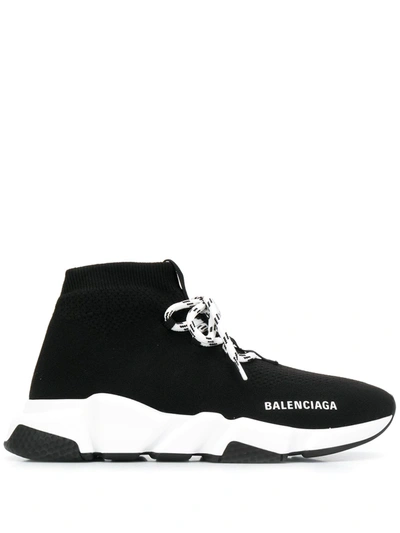 Shop Balenciaga Speed Lace-up Knitted Sneakers In Black